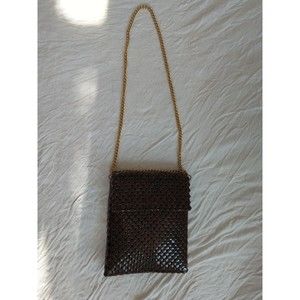 Whiting And davis BROWN mesh crossbody purse Elaine shop